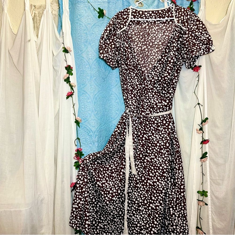 Vintage 40s Style Polka Dot Wrap Dress 2x/3x